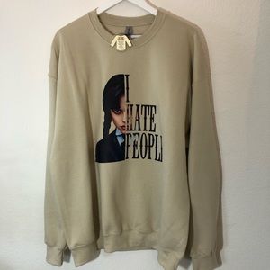 NWT Wednesday Adams “I Hate People” Crewneck Sweatshirt